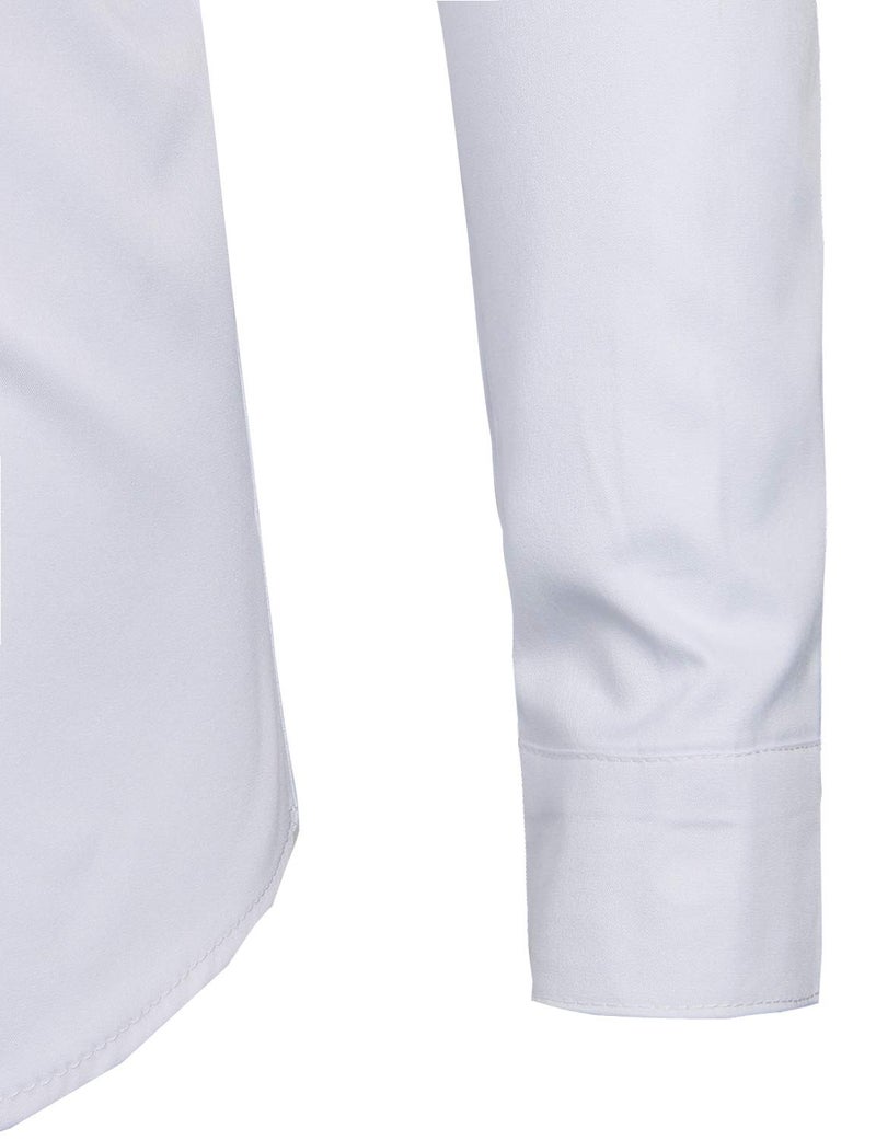 ZEROYAA Men's Banded Collar Slim Fit Long Sleeve Lightweight Casual Button Down Dress Shirts with Pocket ZLCL09 White Large - Image 5